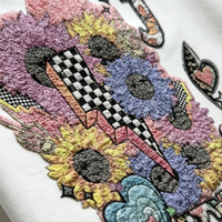 Transferts thermiques DTF effet chenille de qualité supérieure, patchs prêts à poser à toucher doux et à point de serviette pour sweats à capuche, vestes, casquettes et streetwear