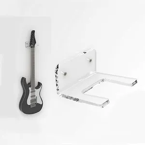 Colgador de montaje en pared de guitarra, soporte de gancho de pared de guitarra acrílica, estantes de exhibición de pared de Bajo transparente, fácil de instalar