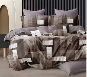 Copripiumino in poliestere 100% in stile moderno con federa Queen King Size trapunta stampata - Product Image 1