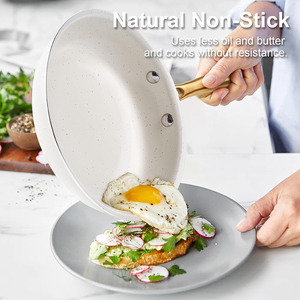 Juego de ollas y sartenes de aluminio de 16 piezas con revestimiento cerámico de alta calidad, mango de madera de baquelita. - Product Image 2