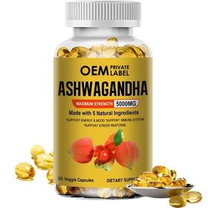 OEM ODM Maximum Strength 5000mg Ashwagandha Softgel Capsules Supports Immune System Energy and <b>Mood</b> - Product Image 1