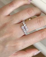 Bague en diamant de ciel étoilé à double cercle, source de diamants cultivés, sertie en or blanc 18 carats, style polyvalent au quotidien