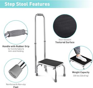 Bangku pijakan kaki 250lbs tugas berat, kaki baja, rangka konstruksi tunggal dapat dilepas, Platform karet Anti selip - Product Image 6