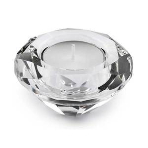 Portacandele in Cristallo Rotondo 75 mm con Design Sfaccettato per Uso Decorativo - Product Image 1