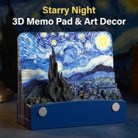Bloc-notes 3D LED détachable personnalisé Van Gogh Nuit étoilée – Cadeau de papeterie à prix réduit