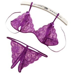 Conjunto de sujetador y tanga de encaje negro, lencería sexy para mujer, ropa interior transparente de dos piezas, ropa íntima. - Product Image 5