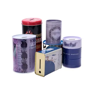 新设计OEM定制货币锡罐有用的金属存钱罐