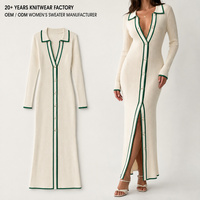 Robe boutonnée pour femme, vente chaude d'automne, chemise modeste, forme du corps, décontractée, pull en tricot, jupe