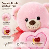 Ours en peluche personnalisé avec nœud en ruban, coussin cœur en peluche pour les acheteurs de boutiques et de magasins de cadeaux