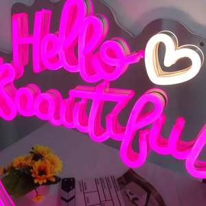 Hot bán tùy chỉnh Neon gương dấu hiệu cho trang trí nội thất gương <span class=keywords><strong>acrylic</strong></span> LED chiếu sáng Xin Chào đẹp neon ánh sáng - Product Image 6