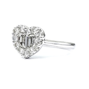 Forme de coeur délicat saint valentin or blanc 18 carats bijoux de haute qualité baguette diamant forme de coeur bague en grappe pour fille - Product Image 2
