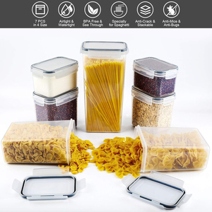 7 pcs lưu trữ Set nhựa ngũ cốc <span class=keywords><strong>container</strong></span> với dễ dàng mở nắp đậy cho nhà bếp đựng thức ăn tổ chức ngũ cốc thực phẩm khô trái cây Cookie - Product Image 4