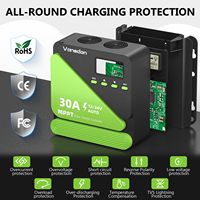 Contrôleur de charge solaire 30A 12V/24V à commutation automatique, régulateur avec double port USB, écran LCD réglable avec minuterie, contrôleur de charge solaire MPPT