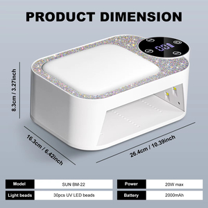 เครื่องอบเล็บ UV LED แบบมืออาชีพ พร้อมที่วางมือไร้สาย 45LEDs ชาร์จไฟได้ สำหรับอบเจลขัดเงา อุปกรณ์ทำเล็บ - Product Image 6