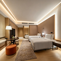 Meubles de chambre d'hôtel cinq étoiles modernes en panneaux de bois massif, écologiques, durables, personnalisables, vente directe d'usine, usage commercial, garantie 5 ans