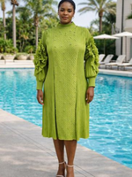 Robe longue élégante unie à perles coupe droite - 100% Polyester avec panneau frontal texturé, tenue africaine pour l'église 130cm