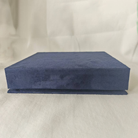 Scatola Regalo di Lusso in Velluto Blu Scuro con Logo Personalizzato, Coperchio Staccabile, Espositore per Gioielli in Cartone Rigido, Produzione di Fabbrica