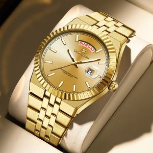 Reloj de Cuarzo Clásico de Lujo para Hombre, Caja de Aleación de Alta Calidad, Esfera de Cristal de Acero Inoxidable, Resistente al Agua, Brazalete Dorado - Product Image 4