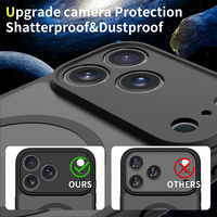Coque de téléphone ATB durable noire semi-transparente pour iPhone 17 Pro Max, étui personnalisé avec anneau magnétique