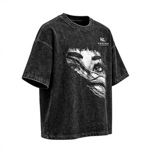 T-shirt en coton délavé surdimensionné pour homme, style streetwear, col rond, manches courtes, jersey décontracté - Product Image 3
