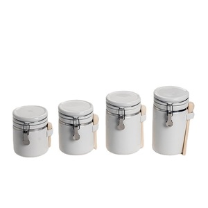 Bocal de conservation hermétique en céramique blanche de style nordique minimaliste pour grains de café, thé, céréales mélangées, conteneur de cuisine et de garde-manger - Product Image 3