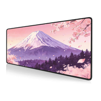 Tapis de bureau carré individuel pour jeux, grand tapis de souris, design japonais Mont Fuji et fleurs de cerisier, écologique, en stock naturel