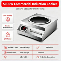 Table de cuisson à induction commerciale SEMIKRON 5000W haute puissance, multifonctionnelle, concave, pour sautés, à commande par bouton, garantie 24 mois