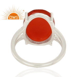 Prong <b>Set</b> Red Onyx Gemstone Ring <b>Indian</b> Sterling Fine Silver Rings Jewelry 925 Silver Ring Manufacturers Vintage Collection - Product Image 3