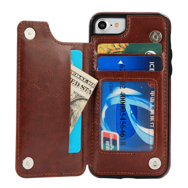 Luxury Slim Fit PU Anti-Fingerprint Shockproof Wallet Case for 11-14/SE/6S-XR with Card Slots