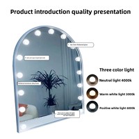 Miroir de maquillage pour coiffeuse, forme extraterrestre, style moderne et épuré, cadre en métal argenté, personnalisable, cadeaux d'affaires et de mariage