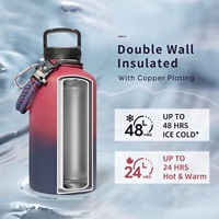 Botella de Agua Aislada BORGE de Acero Inoxidable con Recubrimiento en Polvo Ecológico, Boca Ancha, 32oz, 40oz, 64oz, con Asa