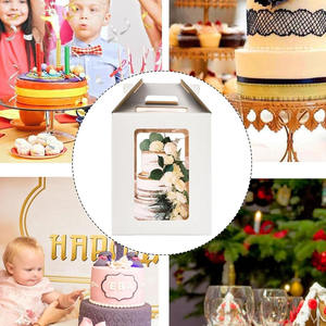 กล่องใส่<span class=keywords><strong>เค้ก</strong></span>แบบพกพากล่องกระดาษลูกฟูกสีขาวแบบ B630พร้อมหน้าต่างชั้นเบเกอรี่ทนทาน - Product Image 3