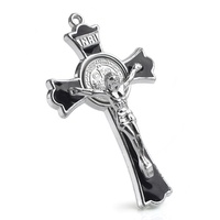 Croix catholique en plastique Saint-Benoît en gros, 75x46mm, accessoires de chapelet, crucifix pas cher