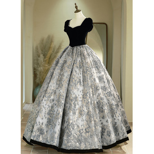 Black Velvet Ball Gown Sweetheart Neckline Empire Waist Full Skirt Evening Dress Adult Formal Wear - Product Image 2