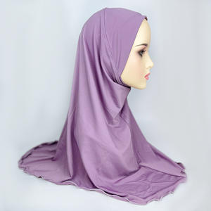 Hijab en cristal de chanvre musulman noir instantané pour enfants, vente en gros de hijab en coton orné de couleur unie et unie - Product Image 3
