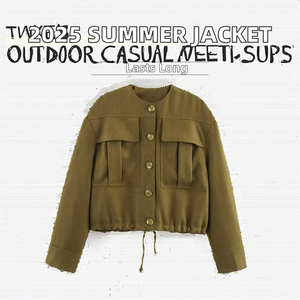 Chaqueta de poliéster tejida con botones y manga larga para mujer, estilo vintage, nueva colección de verano, con cuello y botonadura sencilla. - Product Image 2