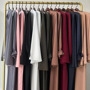 Conjunto de Oración Tudong 2, Suministro Directo de Fábrica, Nuevo Conjunto de Oración Malayo de 2 Piezas en Color Sólido y Elegante 2023, Abaya Larga Modest <span class=keywords><strong>Mu</strong></span> - Product Image 1