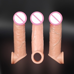Manchon pénien réaliste en silicone liquide double couche épais, extenseur de pénis, préservatifs réutilisables grande taille pour adultes - Product Image 4