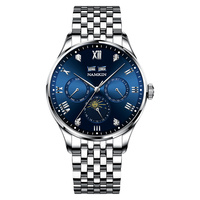 Montre automatique multifonction personnalisée avec phases lunaires, mouvement automatique, acier inoxydable 316L, jour, mois, montres mécaniques pour hommes