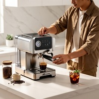 Anbolife - Cafetera Espresso Eléctrica Semiautomática de 20 Bares, Acero Inoxidable, con Molinillo Incorporado, Programable Táctil, para Hotel o Tienda
