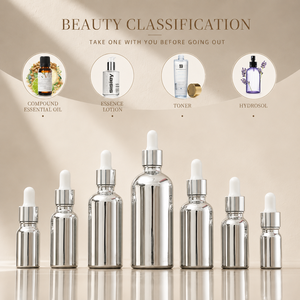 Botella de Vidrio Cosmética Plateada al por Mayor OEM <span class=keywords><strong>con</strong></span> Pulverizador de Niebla Fina, Bola Rodante y Gotero <span class=keywords><strong>para</strong></span> Perfumes y Aceites Esenciales, Logotipo Personalizado - Product Image 2