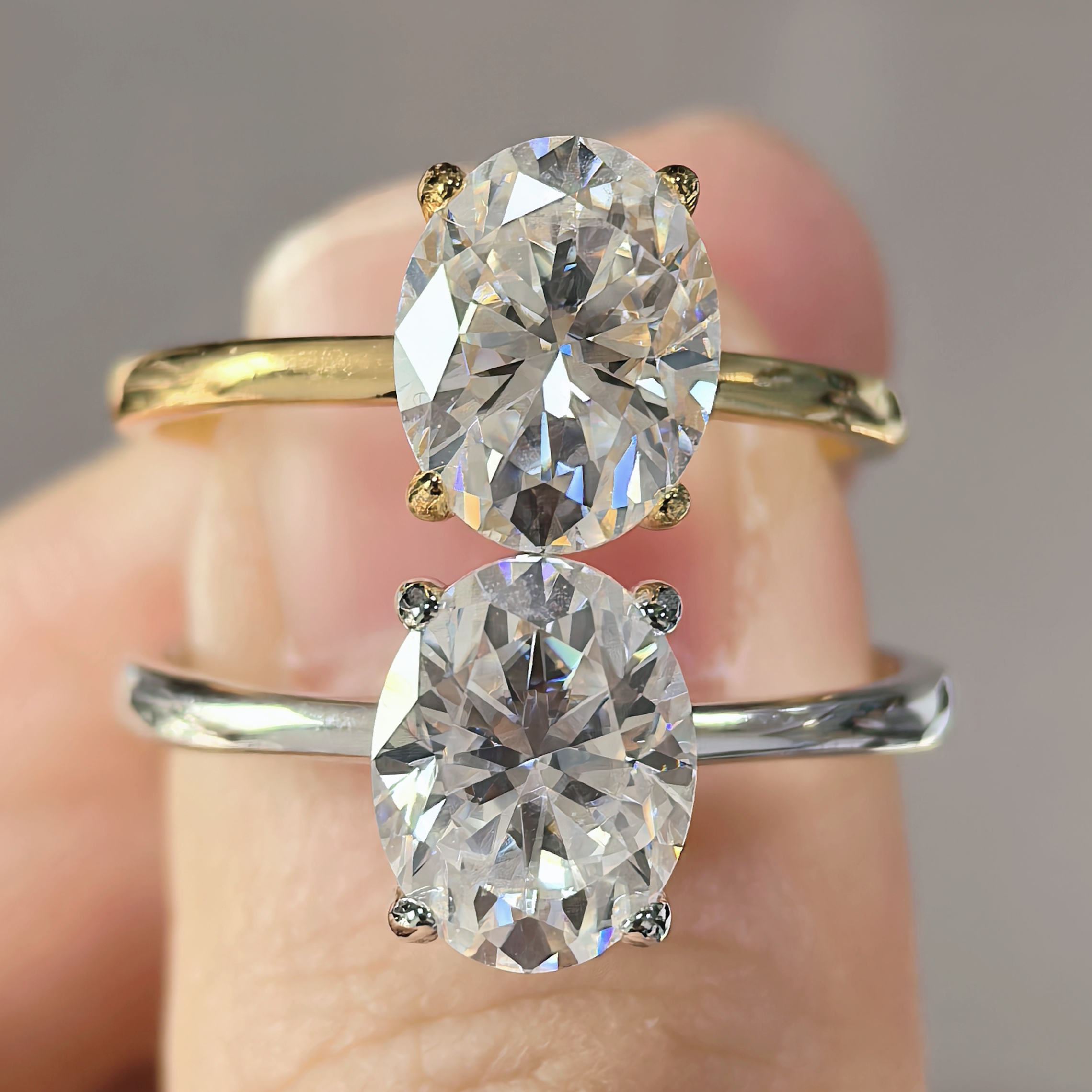 Moissanite ovale bianca da 2 ct s925