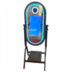 Miroir <span class=keywords><strong>à</strong></span> selfie de <span class=keywords><strong>mariage</strong></span> en bois de chêne, écran tactile interactif, borne <span class=keywords><strong>photo</strong></span> avec imprimante intégrée, fonction d'impression instantanée - Product Image 4