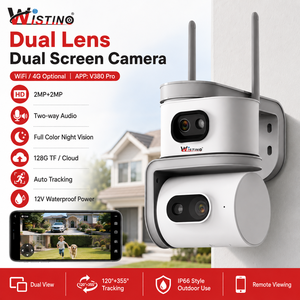 Cámara WiFi Wistino <span class=keywords><strong>V380</strong></span> <span class=keywords><strong>Pro</strong></span> de Doble Lente PTZ para Exteriores con Seguimiento Automático, Visión Nocturna <span class=keywords><strong>en</strong></span> Color, Audio Bidireccional, Detección de Movimiento, Cámara CCTV - Product Image 1