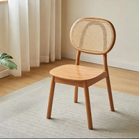 Chaise de salle à manger en bois massif et rotin Tenghang, style nordique mi-siècle moderne, style japonais Wabi Sabi, pour la maison, le café, le restaurant
