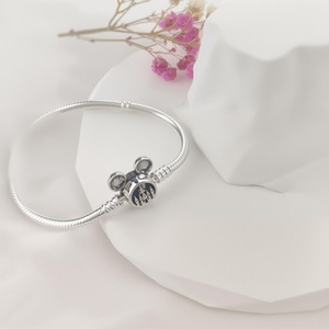 NUOVO Bracciale a Catena Serpente in Argento Sterling 925 con Chiusura a Clip, Adatto per Charms Originali Fai-da-te, Braccialetto Rigido con Chiusura a Cuore, <span class=keywords><strong>Gioielli</strong></span> alla Moda, Regalo per Donne e Ragazze - Product Image 4