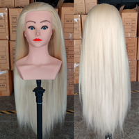 Nouvelle Arrivée Tête de Mannequin d'Entraînement pour Coiffure, Cheveux Longs 100% Synthétiques Yaki Lisses, pour Tressage