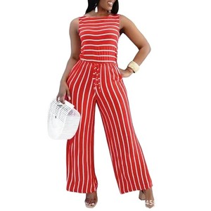 Tuta estiva Casual da Fitness a righe 2025 europea e americana nuova moda <span class=keywords><strong>abbigliamento</strong></span> <span class=keywords><strong>donna</strong></span> elegante all'ingrosso - Product Image 4