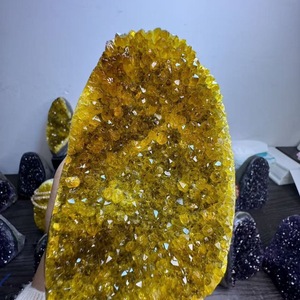 คริสตัลสีเหลืองสวยงามแบบขายส่ง - ของตกแต่งคริสตัลอเมทิสต์สไตล์โบฮีเมียนพร้อมประดับด้วยสีขาว - Product Image 5