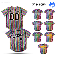 Jersey Baseball Pelangi Desain Baru Berkualitas Tinggi JO, Bernapas, Ukuran Besar, Lengan Pendek, Bordir & Kustomisasi Personal